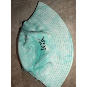 IGK Hair Tie Dye Bucket Hat Mint Green White Embroidered Logo Festival Sun Hat